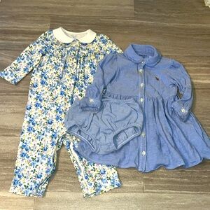 Ralph Lauren Baby Long Sleeve Dress, Bloomers & Pant Romper